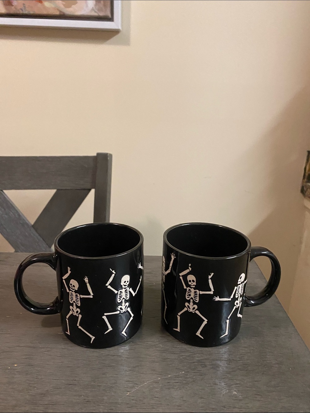 Black Skeleton Dance Ceramic Coffee Mug - Set of 2
